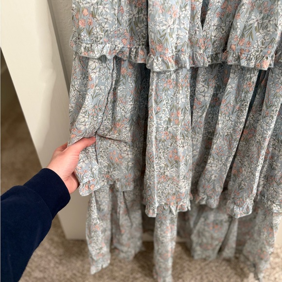 ASTR Pastel Blue Floral Maxi Dress with Ruffle Straps - Picture 8 of 11